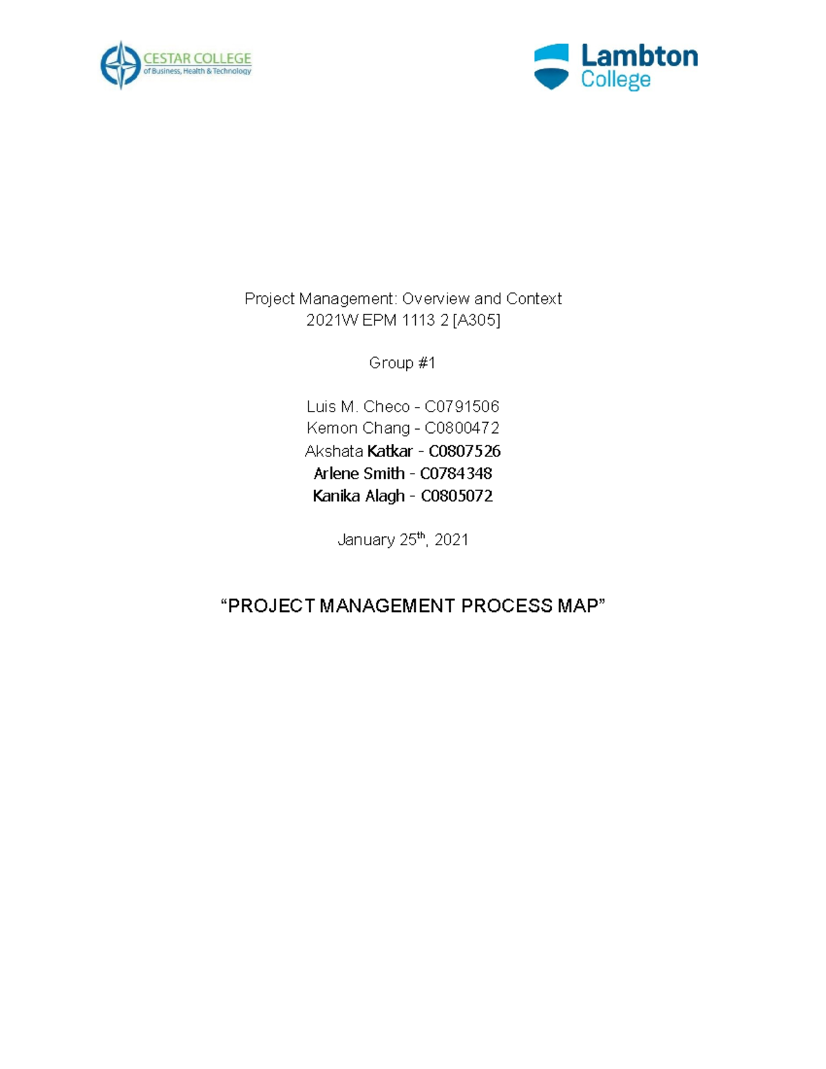 Grupo #1 Assignment - Project Process Map - Project Management ...
