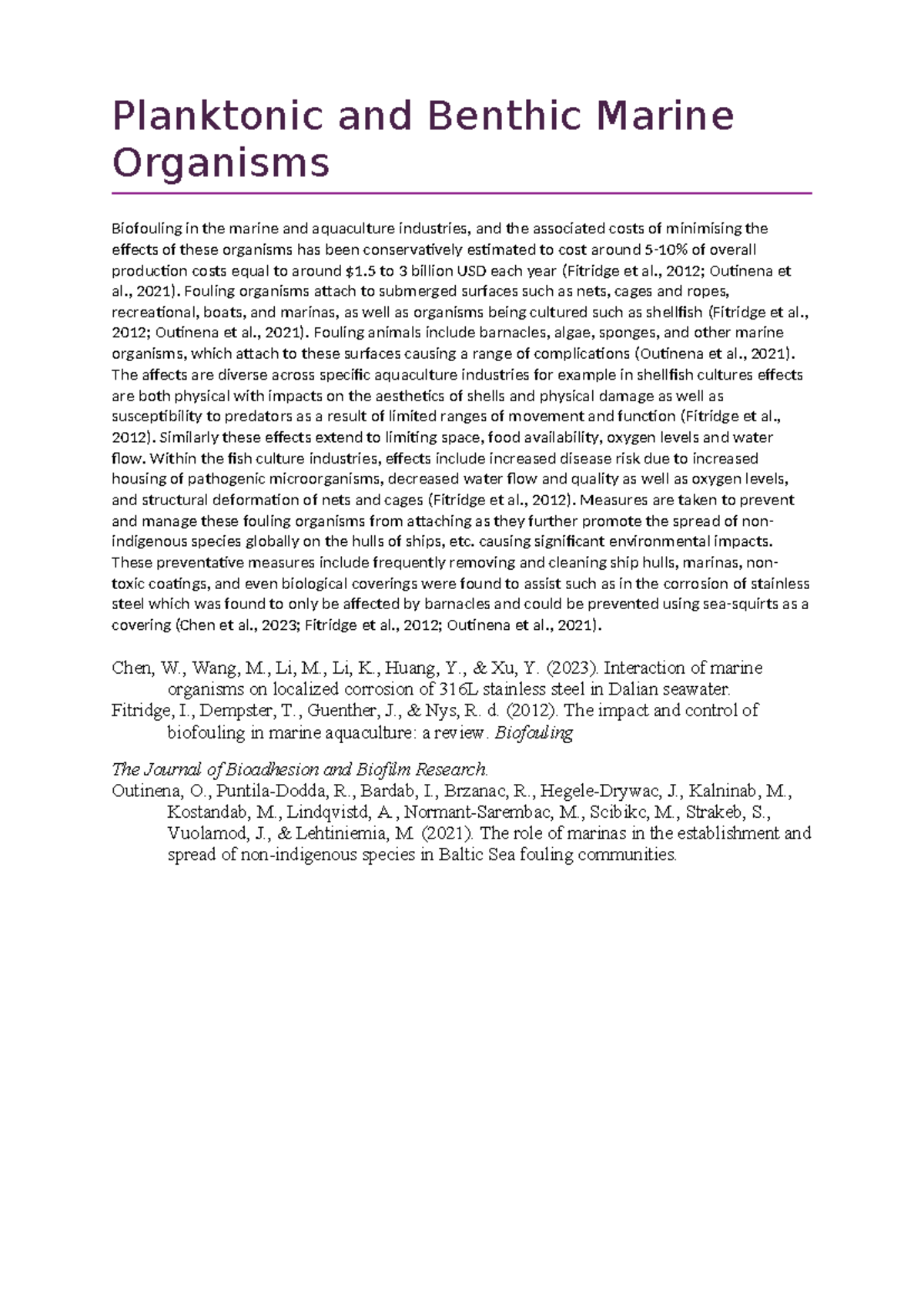 Planktonic and Benthic Marine Organisms - Planktonic and Benthic Marine ...