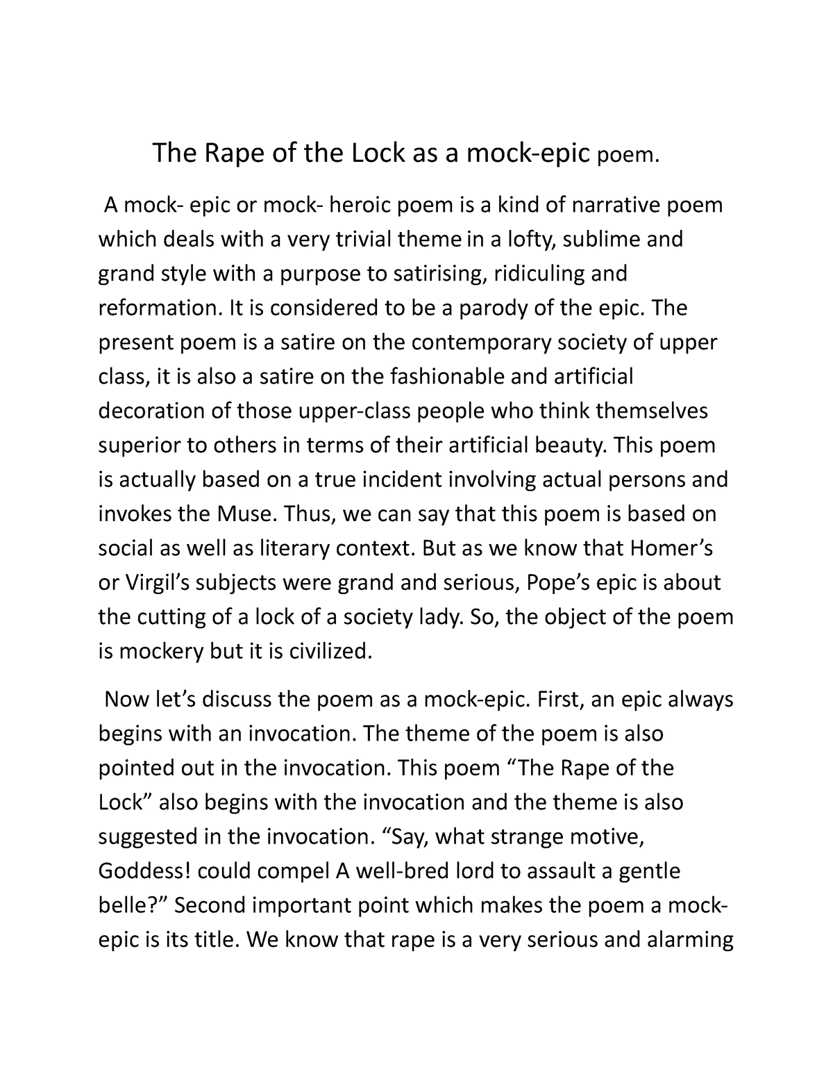 rape-of-the-lock-a-mock-epic-or-mock-heroic-poem-is-a-kind-of