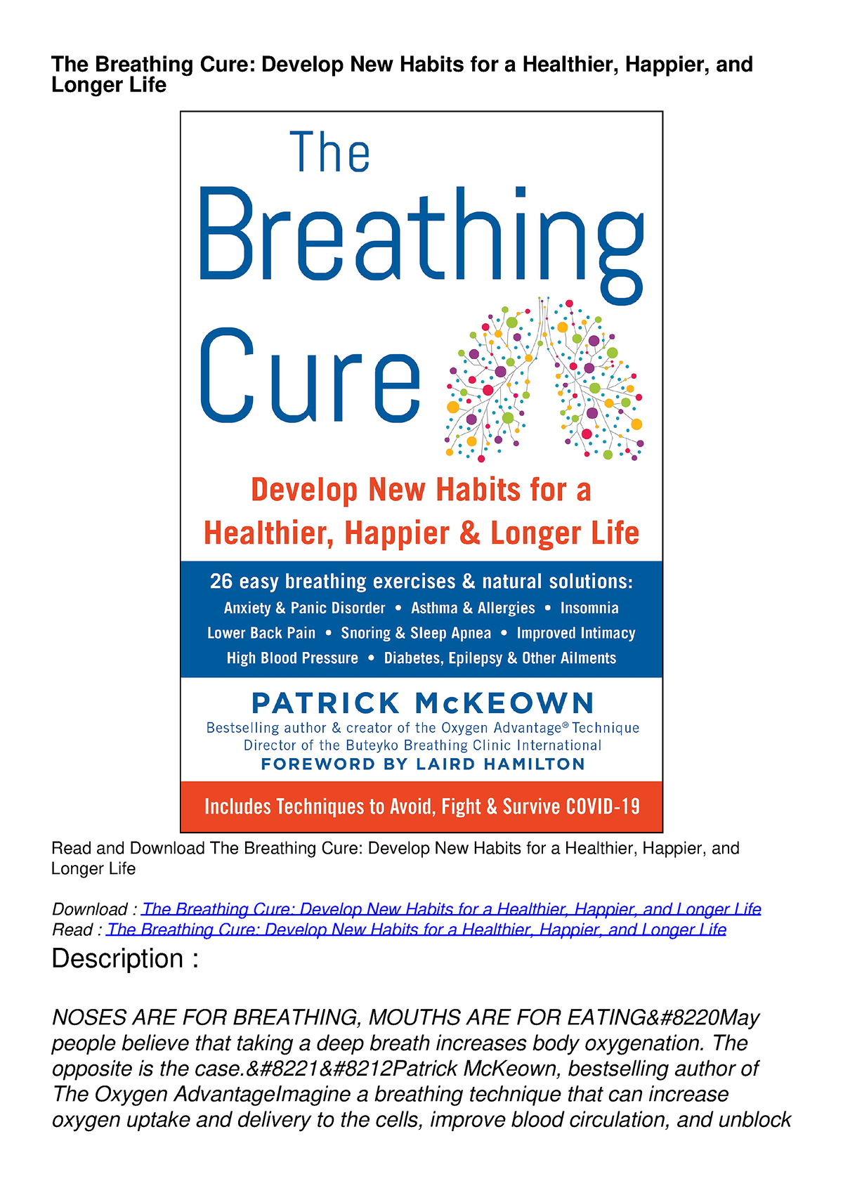 [PDF READ ONLINE] The Breathing Cure: Develop New Habits for a ...