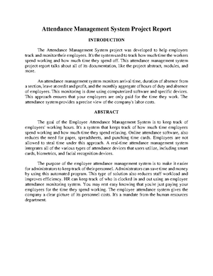 Attendance Management System Project Abstract - Attendance Management ...