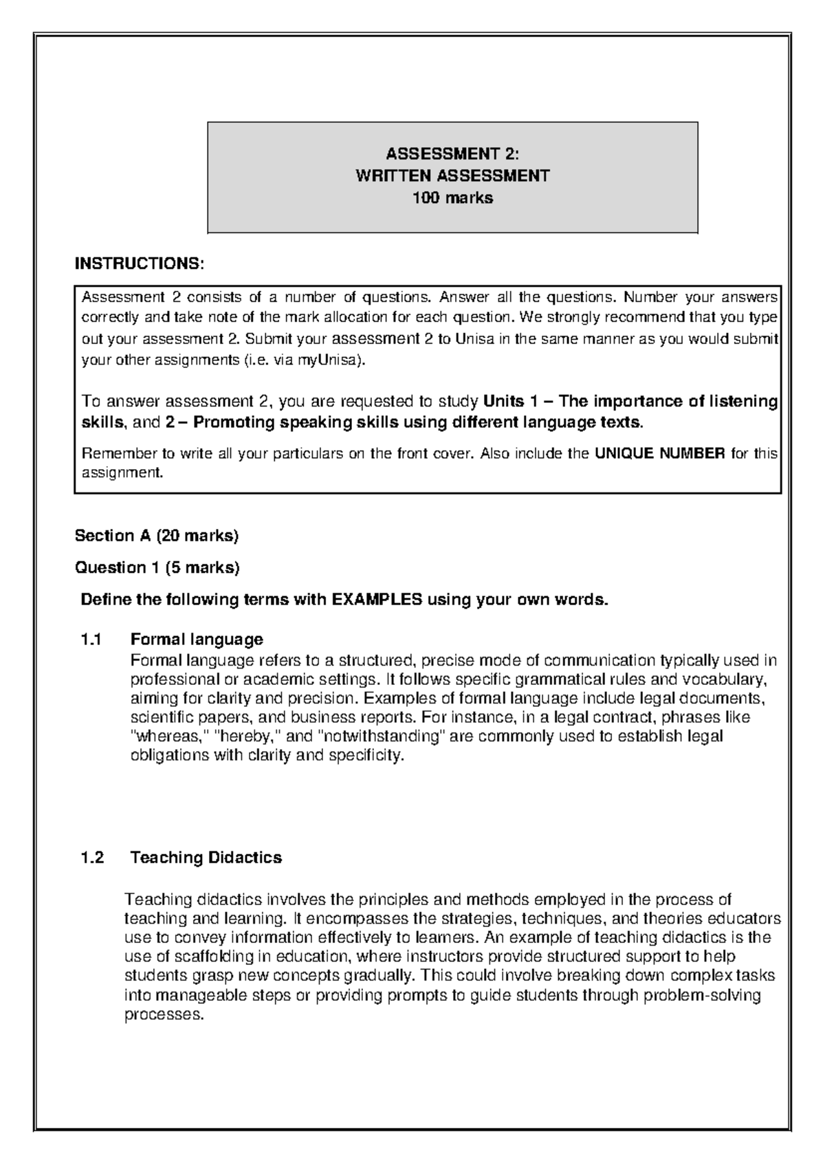 ENC1501 2024 assignment 2 2024 - ASSESSMENT 2: WRITTEN ASSESSMENT 100 ...