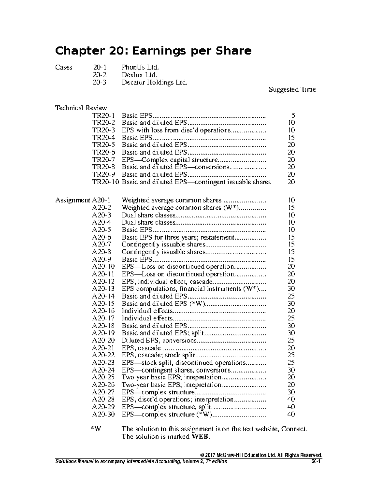 Beechy 7e Vol 2 SM Ch20 Final - Chapter 20: Earnings Per Share Cases 20 ...