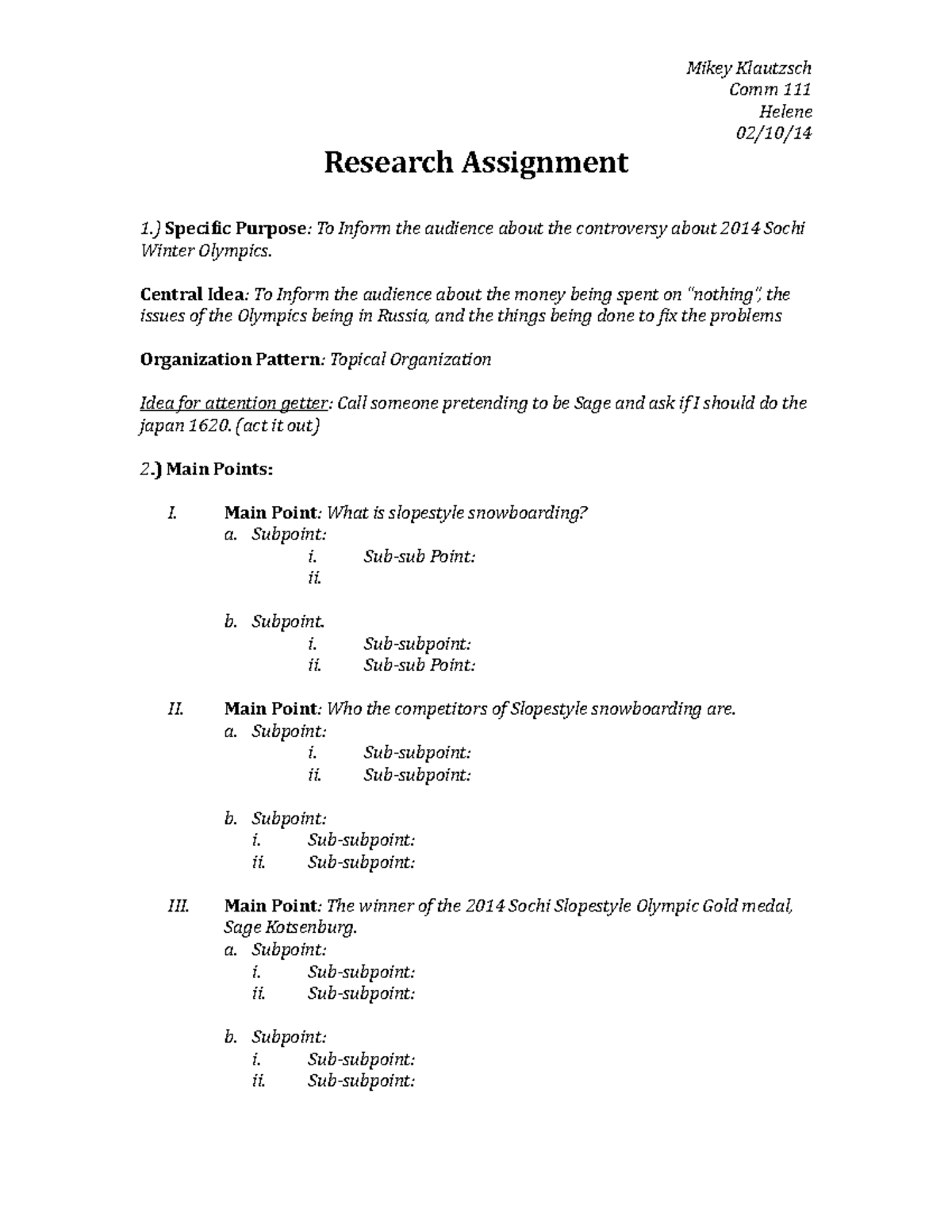 Research Assignment Comm - Research Assignment Mikey Klautzsch Comm ...