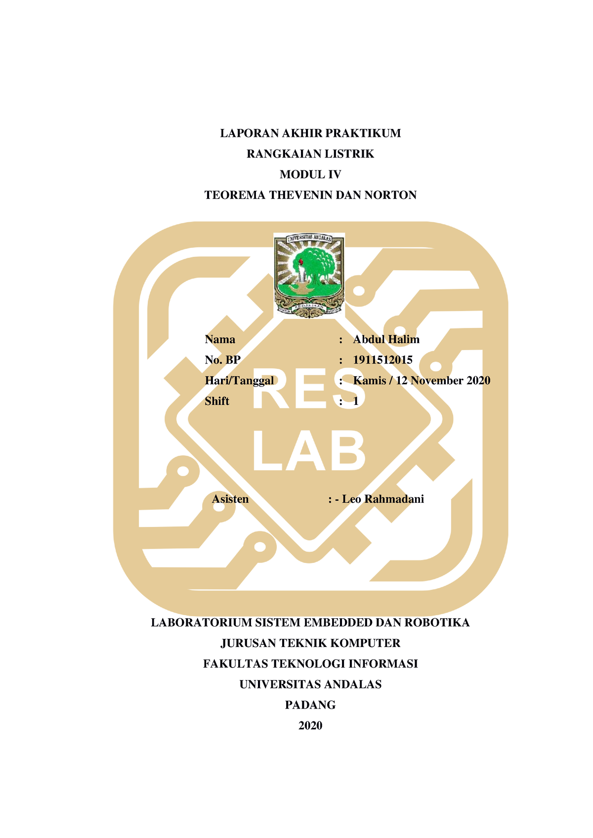 Laporan Akhir Modul 4 Praktikum Rangkaian Listrik - LAPORAN AKHIR ...