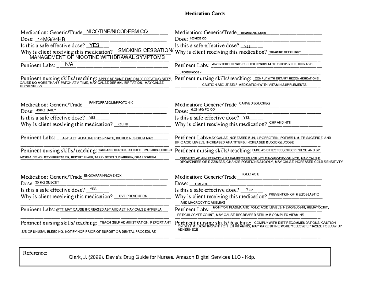 Clinical DAY 2 MED1 Med Sheet for Nicoderm CQ, Lovenox, Thiamine