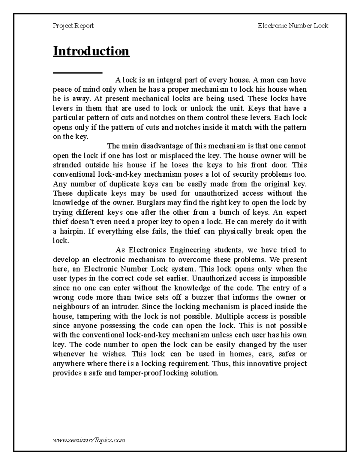 Electronics number lock 06012013 050325 electronics number lock