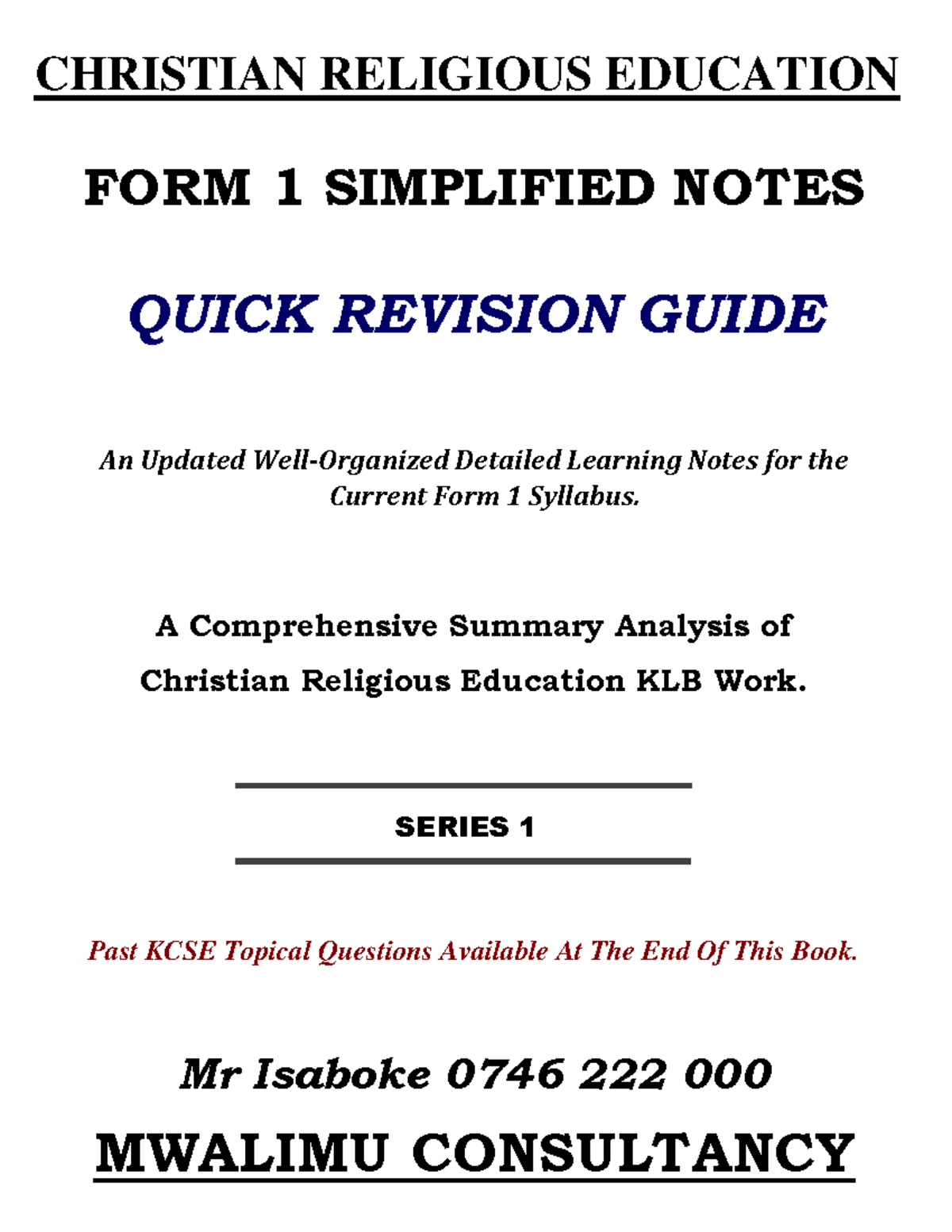 christian religious education paper one