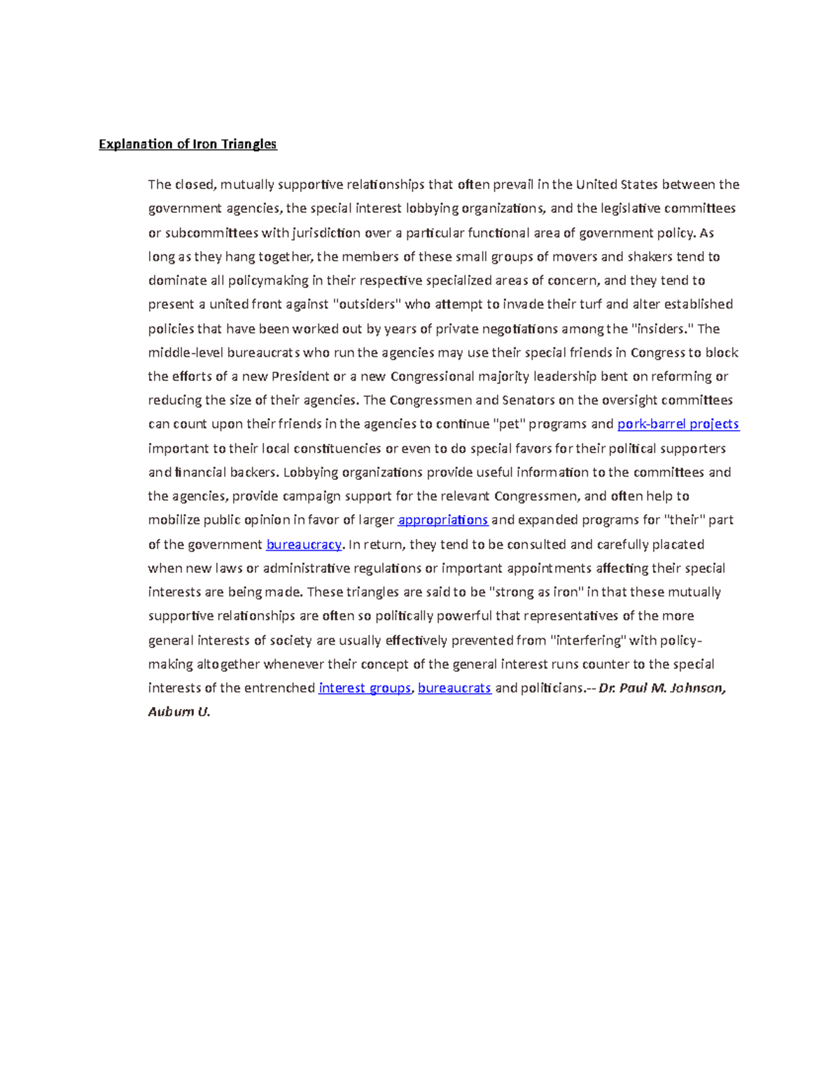 Iron Triangles Explained Explanation of Iron Triangles The closed