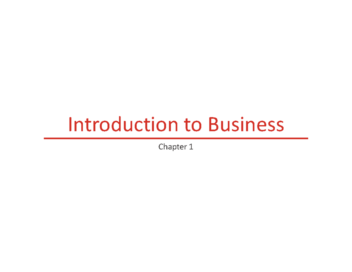 Introduction To Business - Introduction To Business Chapter 1 Table Of ...