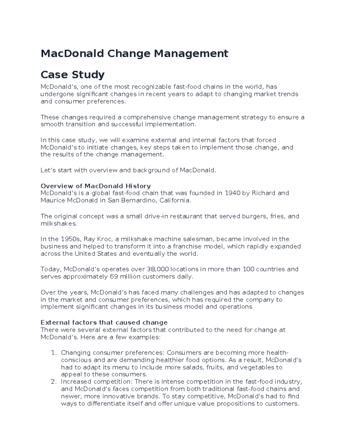 general motors change management case study