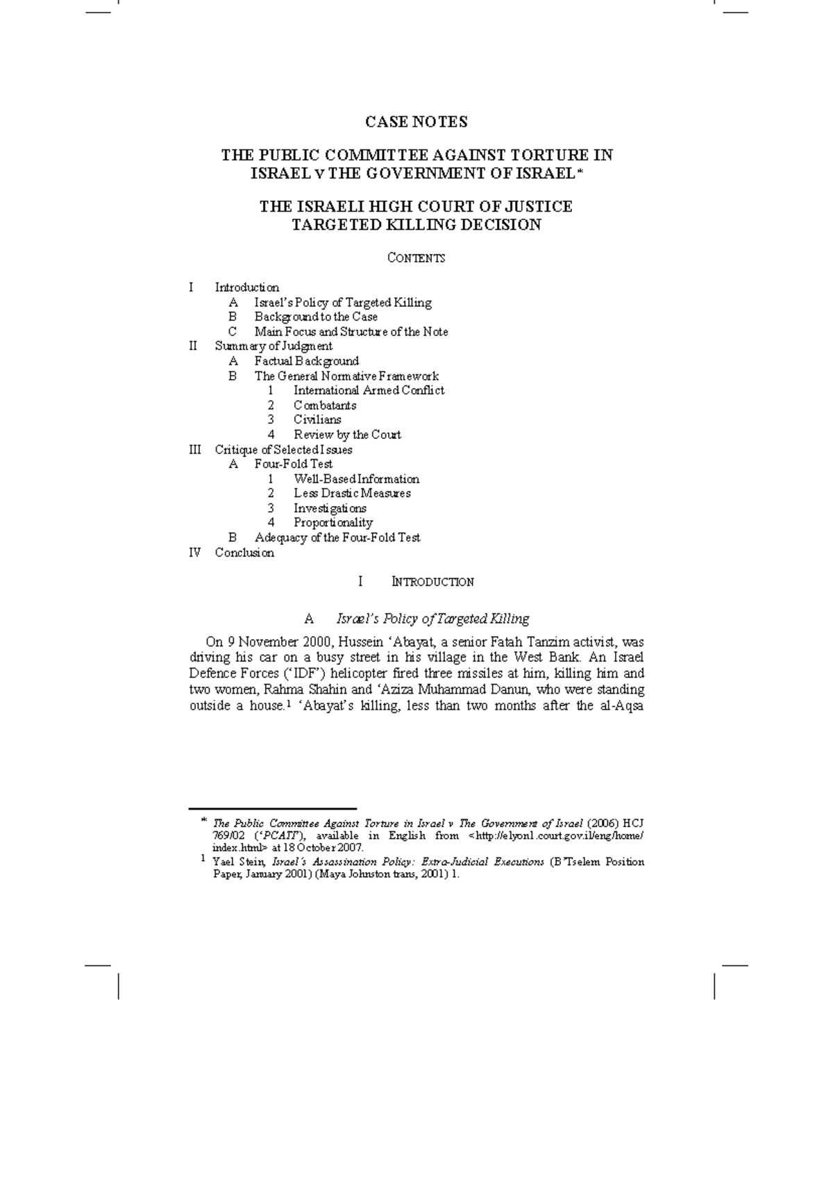 Sample case note - CASE NOTES THE PUBLIC COMMITTEE AGAINST TORTURE IN ...