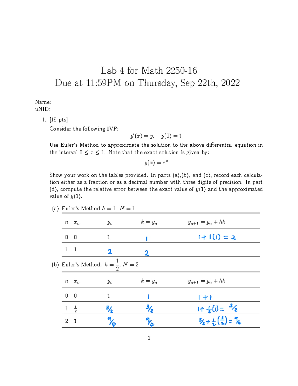 Lab4 2 - This is lab 4 for math 2250 - Lab 4 for Math 2250- Due at 11 ...