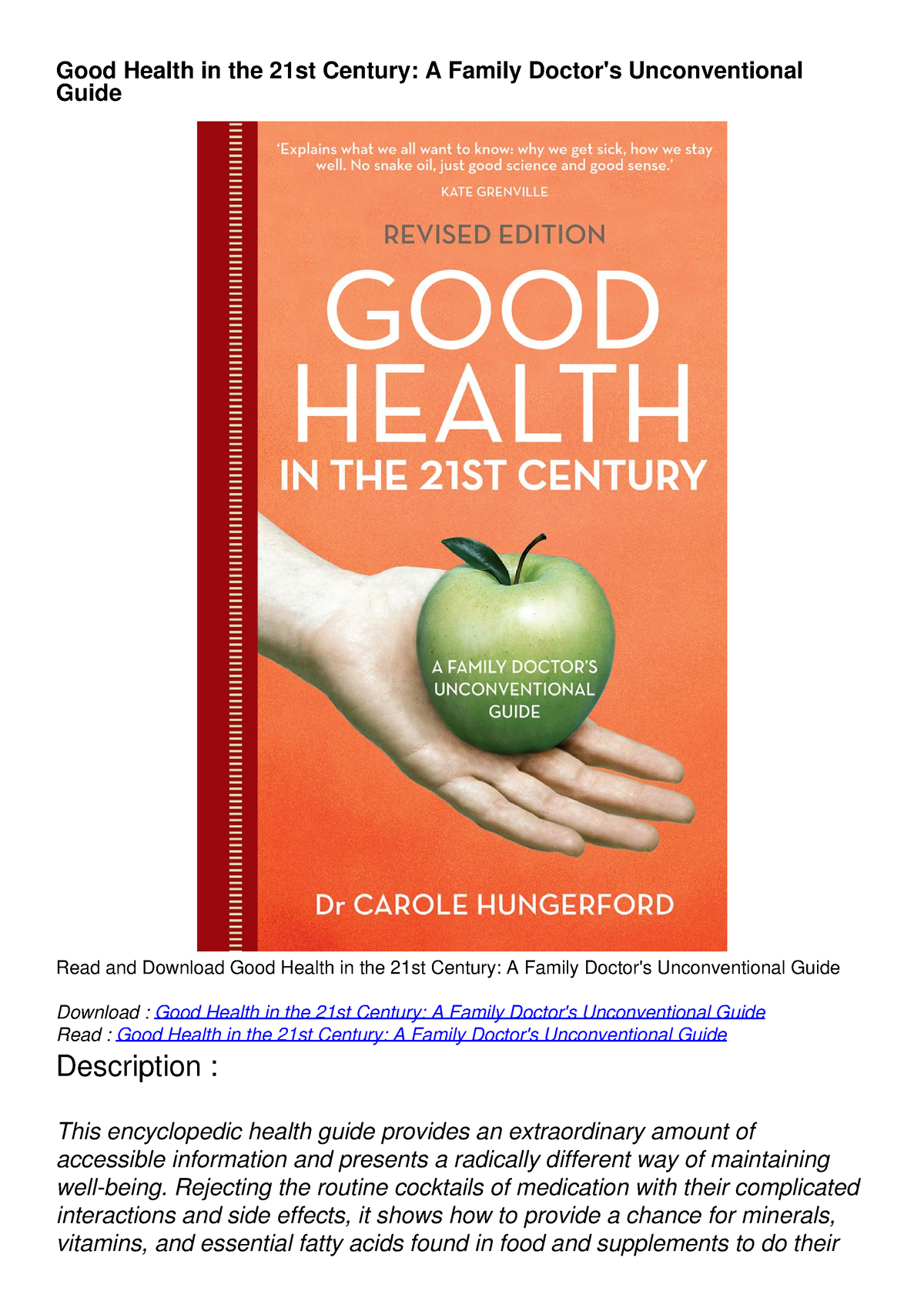 read-pdf-good-health-in-the-21st-century-a-family-doctor-s