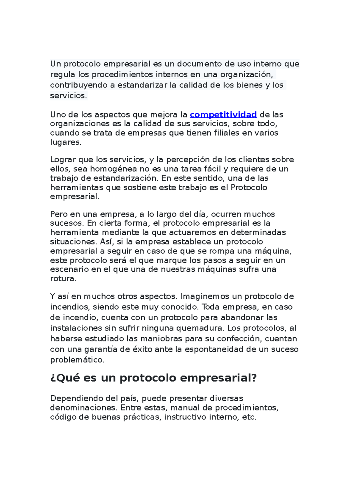 Protoco empresaria - Trabajo - Un protocolo empresarial es un documento ...