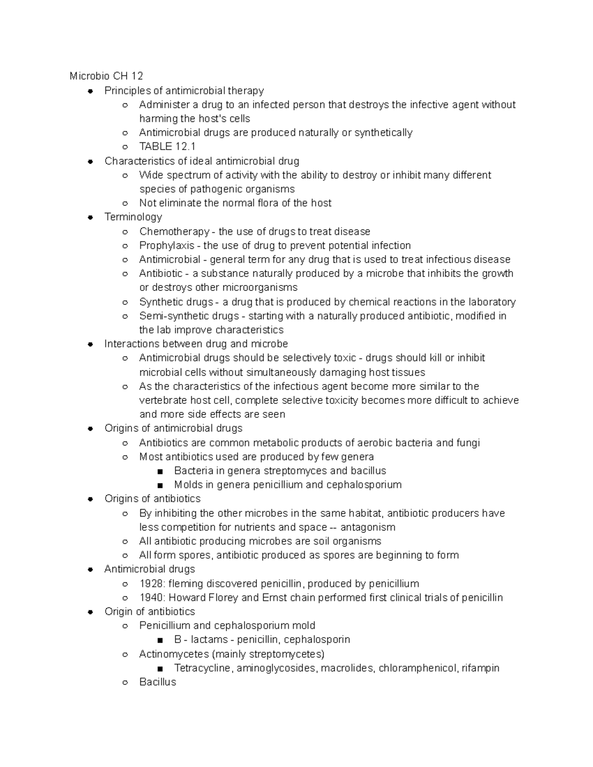 Microbio CH 12 - Lecture Notes 12 - MB 158 - SLU - Studocu