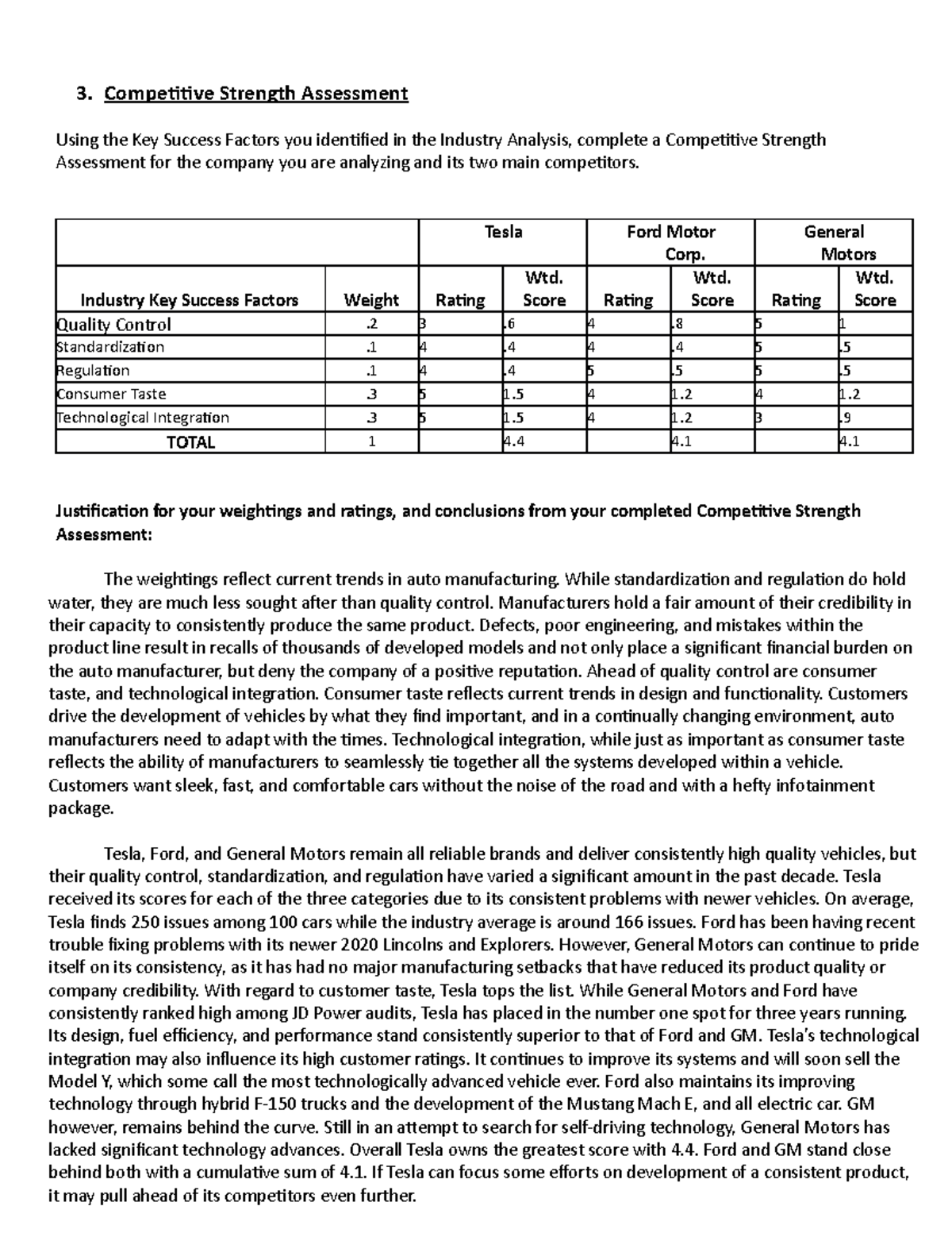 Internal Company Analysis - 3. Competitive Strength Assessment Using ...