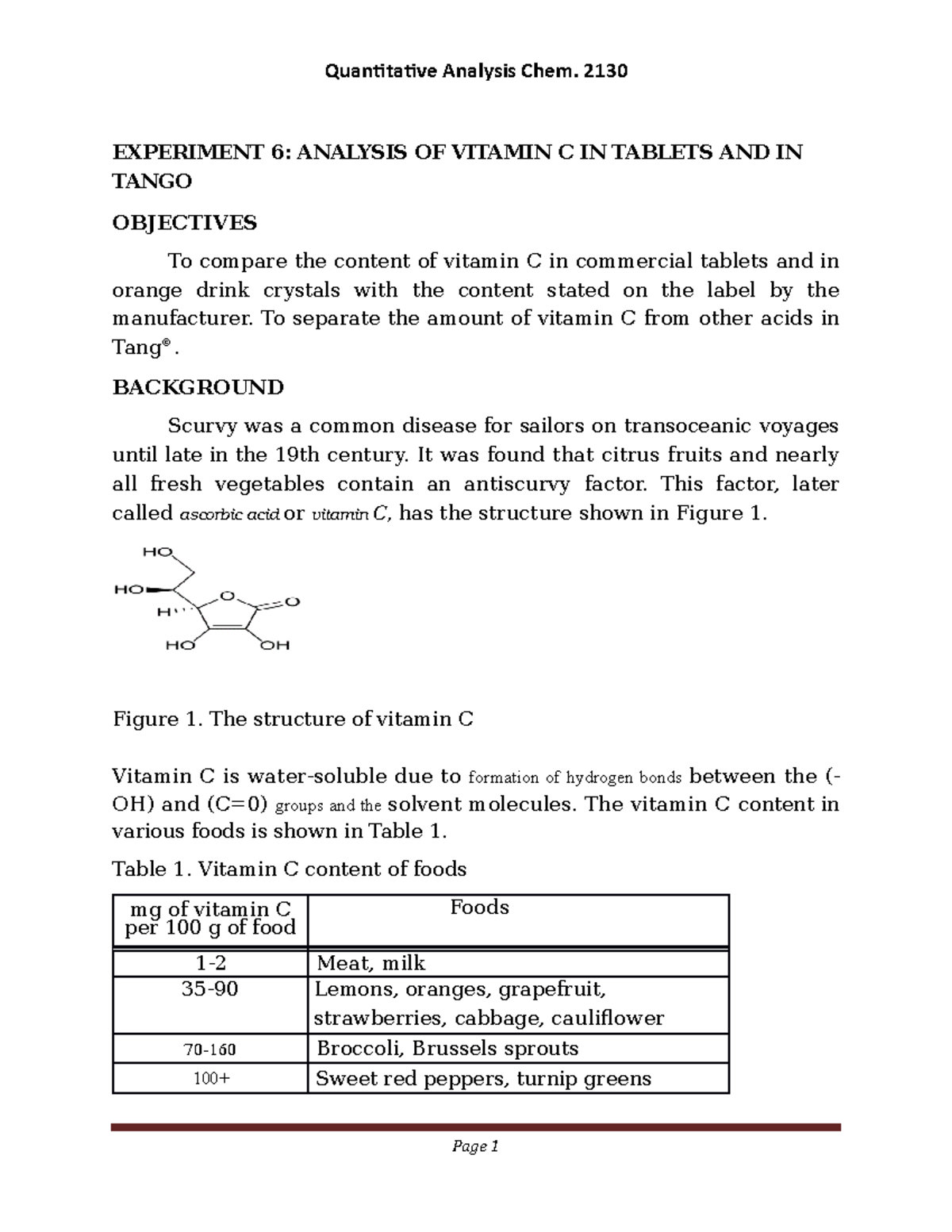 dependent variable in vitamin c experiment