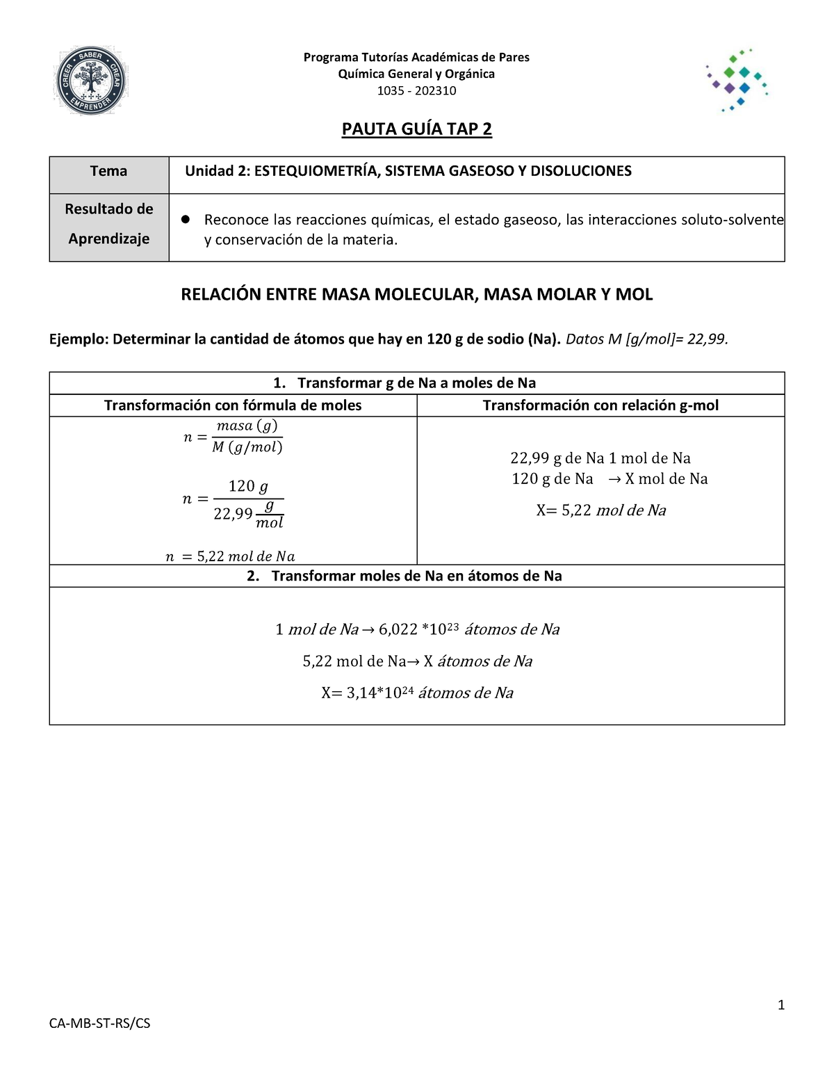 2. Guía 2 Química - Guia De Quimica Practica - Química General Y ...