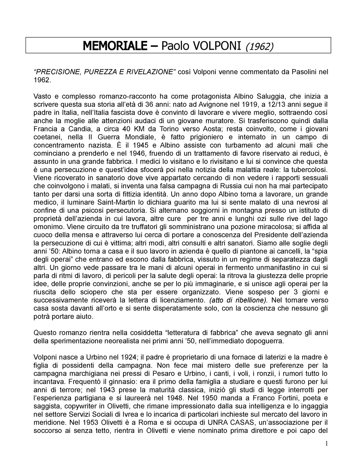 Lez Paolo Volponi Memoriale Un Cuore Arido Memoriale Paolo Volponi Precisione