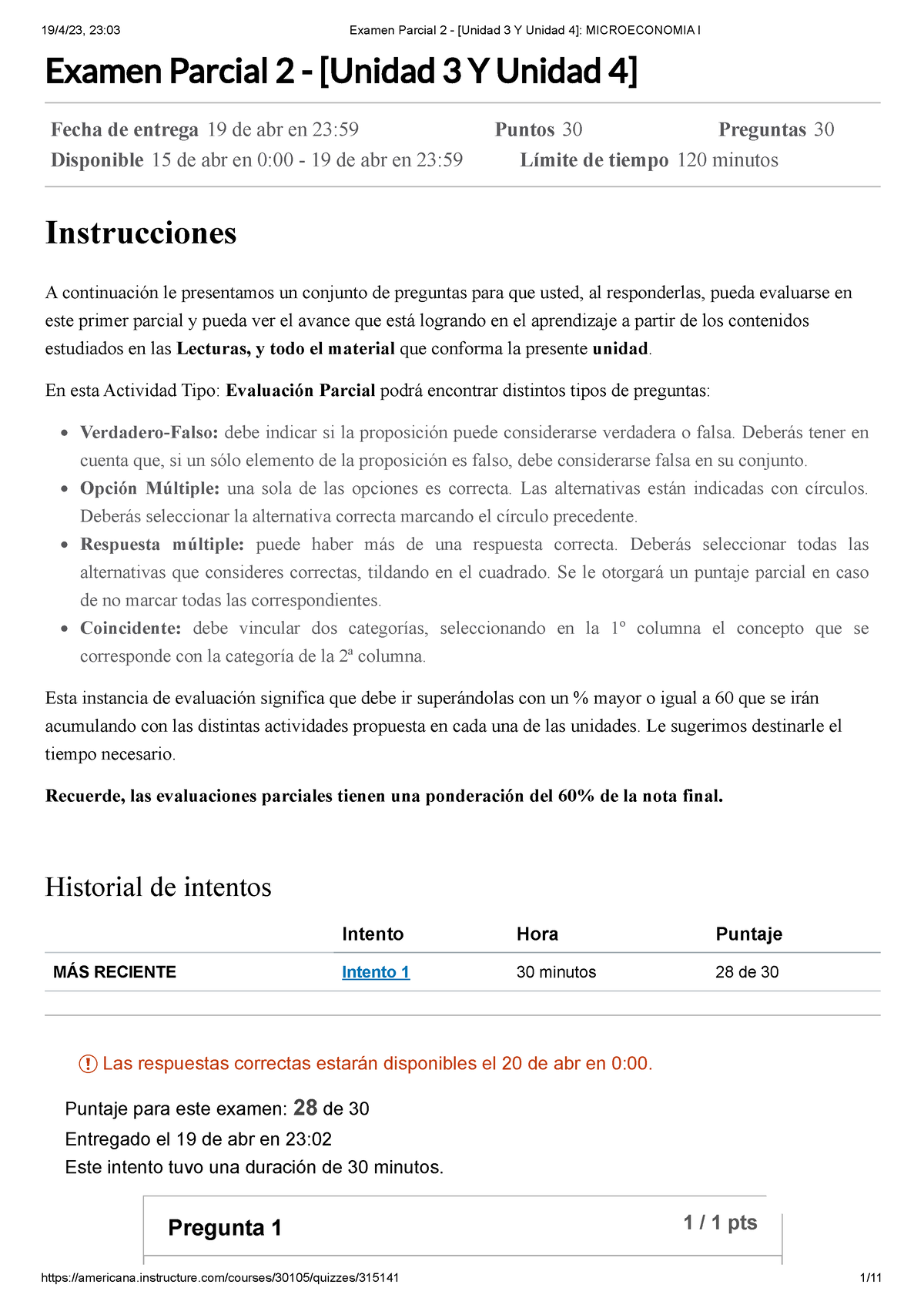 Examen Parcial 2 - [Unidad 3 Y Unidad 4] Microeconomia I - Examen ...