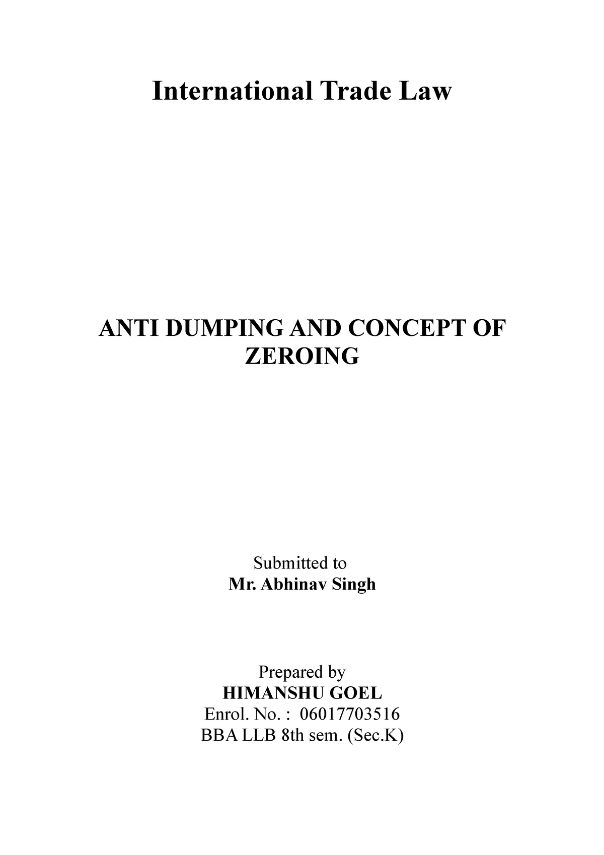 anti dumping thesis