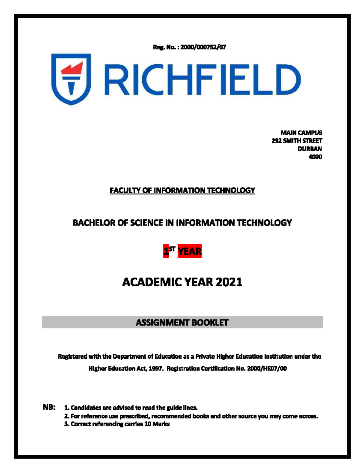 BSc First Years Assignments - FACULTY OF INFORMATION TECHNOLOGY ...