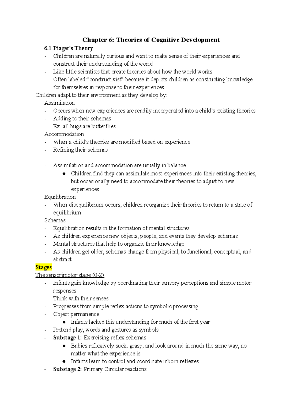 Textbook + Lecture notes Chapter 6-9 - Chapter 6: Theories of Cognitive ...