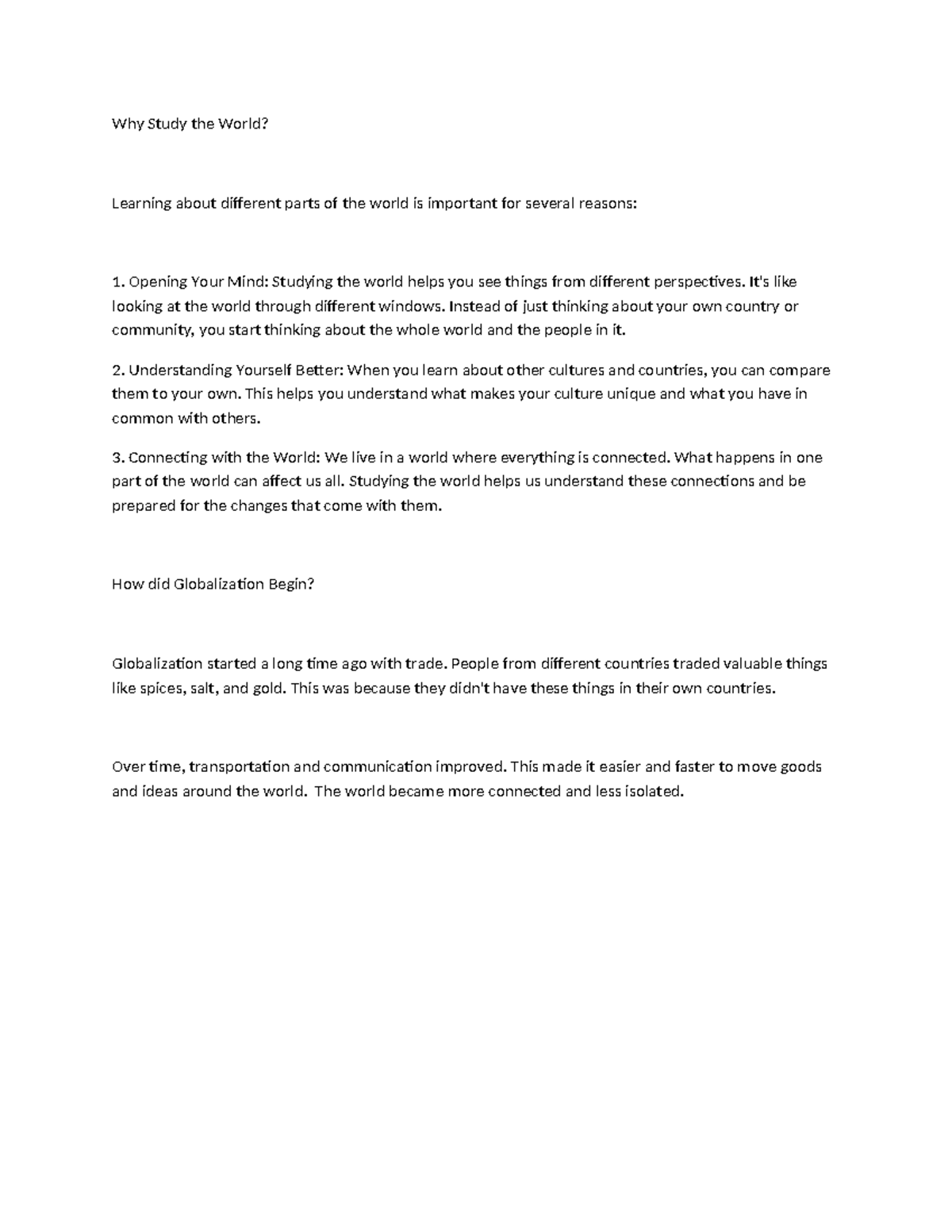 Why Study the world - tcw contemporary world - Why Study the World ...