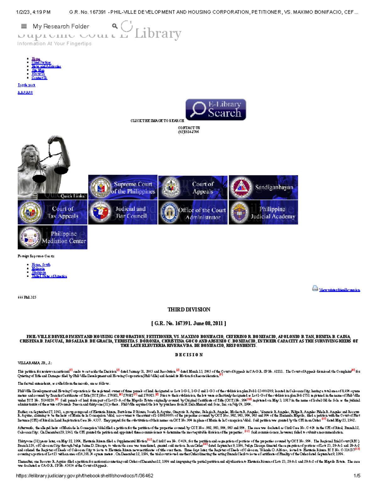 Phil-ville v. bonifacio - Supreme Court E-Library Information At Your ...