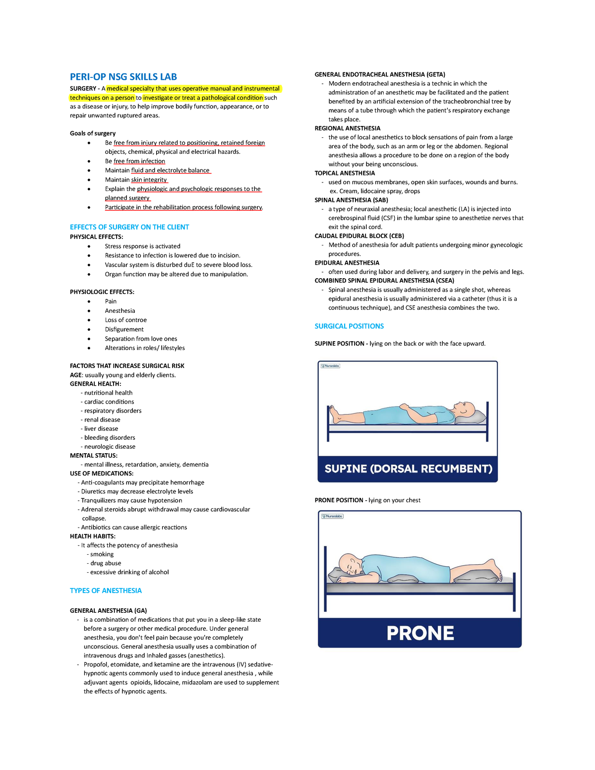 Perioperative-NCM112 - PERI-OP NSG SKILLS LAB SURGERY - A Medical ...