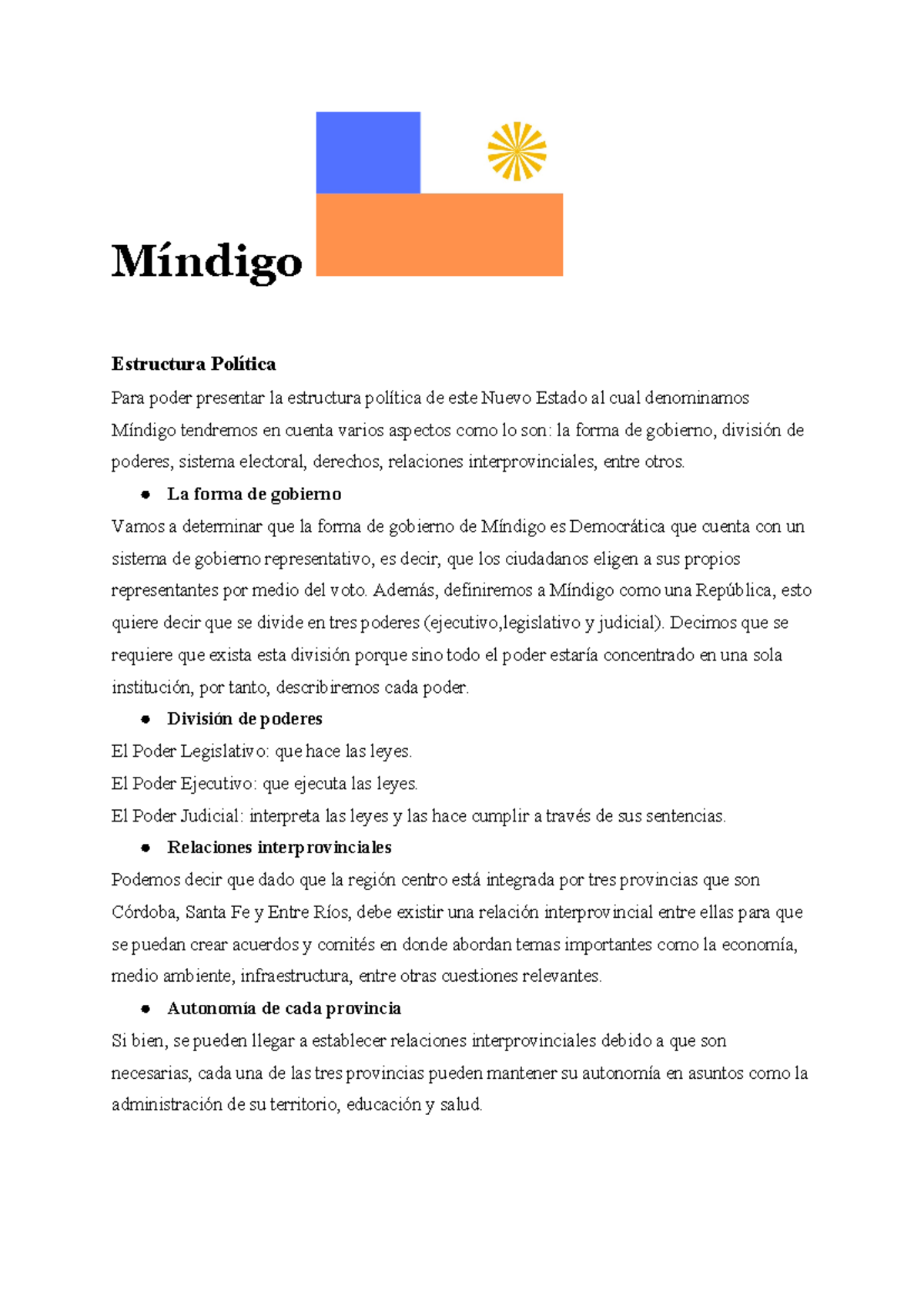 Creación de Nuevo Estado trabajo en clase - Míndigo Estructura Política ...