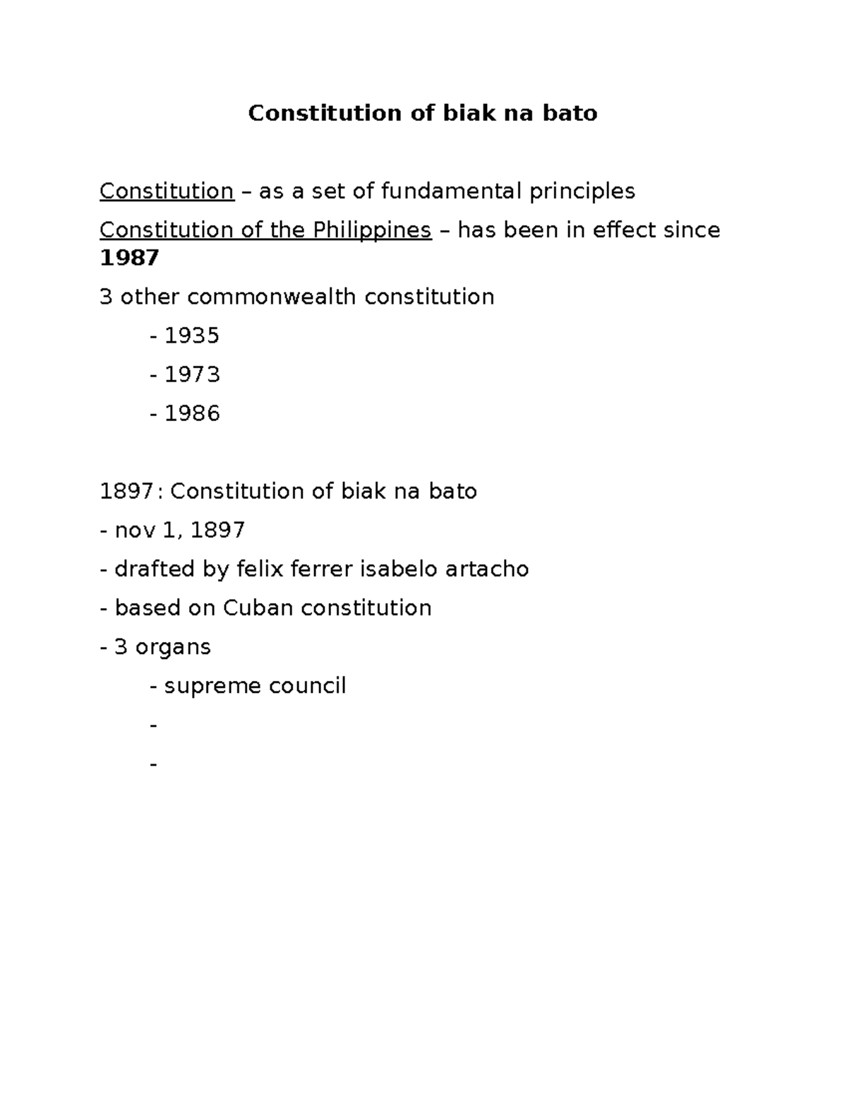 Constitution of biak na bato - Bacleor of Science in Information System ...