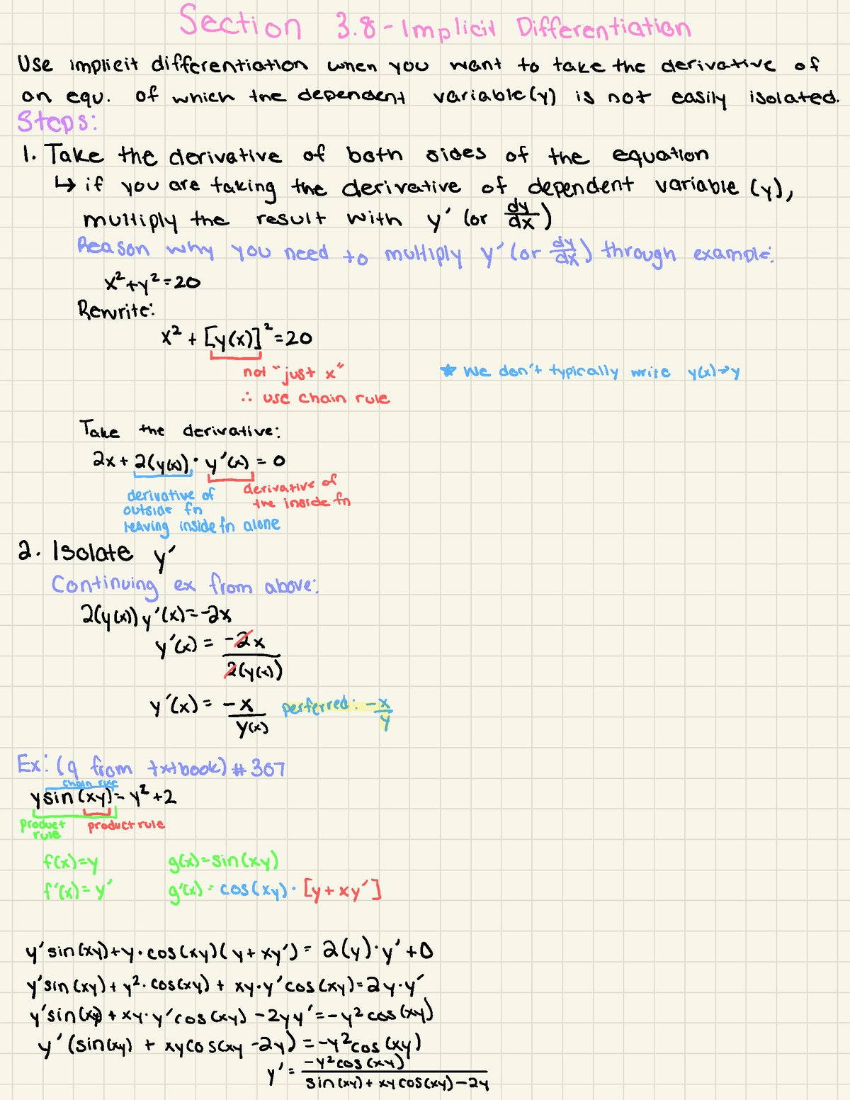 Oct 22- Tutorial 11 - Section 3 - Implicit Differentiation Use Implicit ...