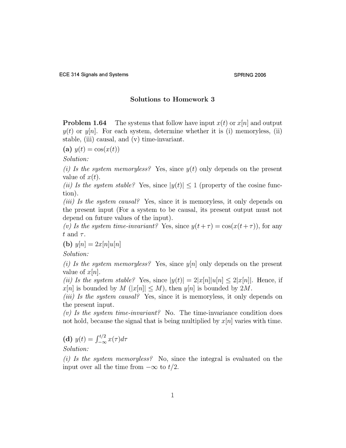 Hw3-sol - ECE 314 – Signals And Communications Fall/ Solutions To ...