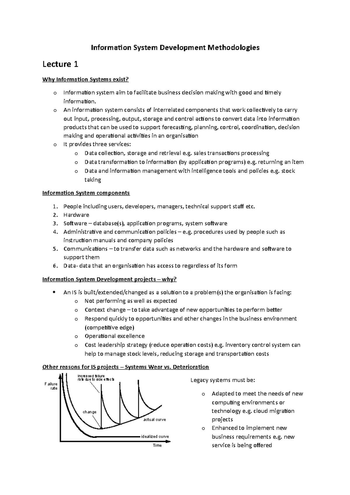 ISDM Lecture Notes Information System Development Methodologies
