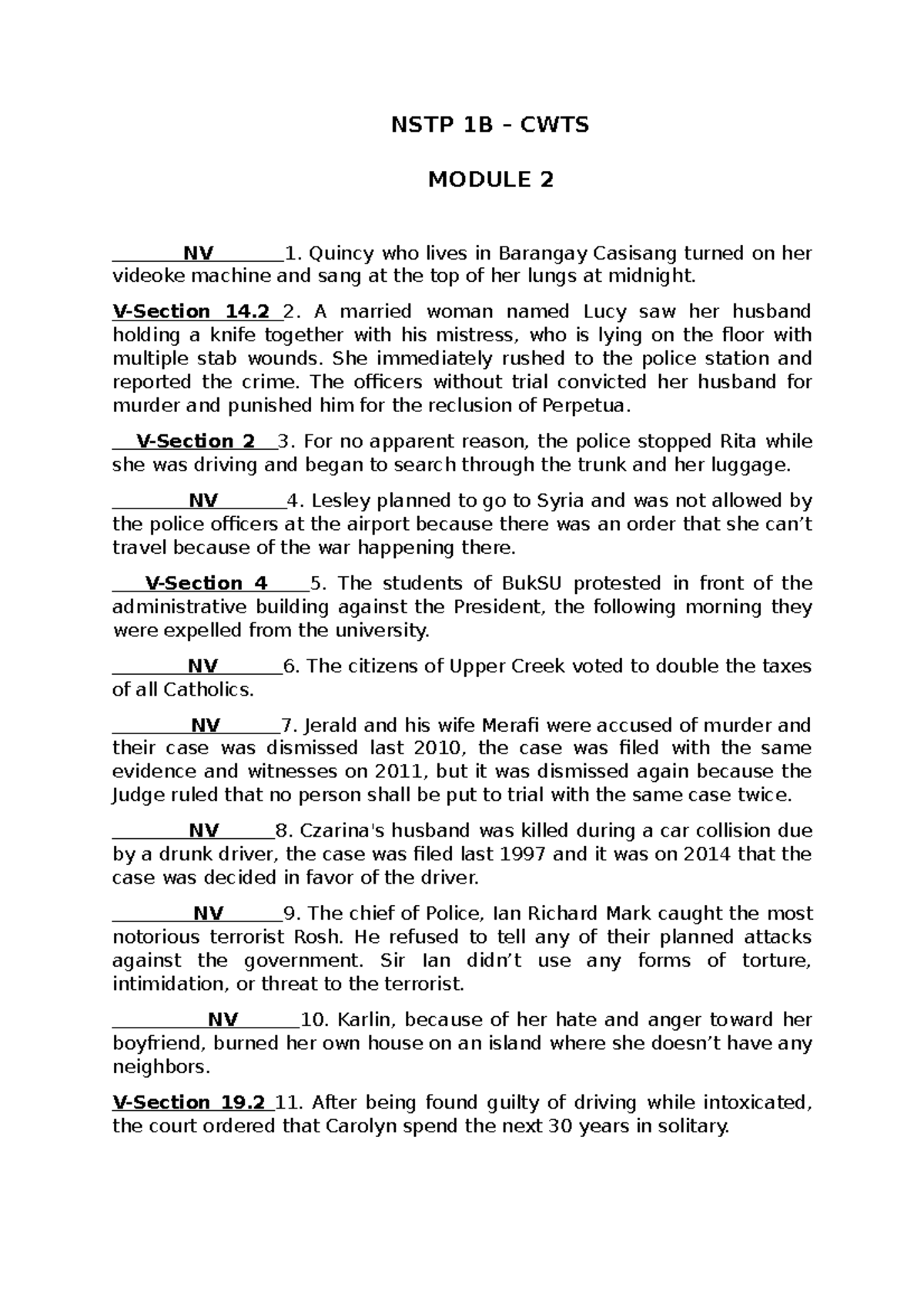 NSTP 1 B – CWTS - Module 2 - NSTP 1B – CWTS MODULE 2 NV 1. Quincy Who ...