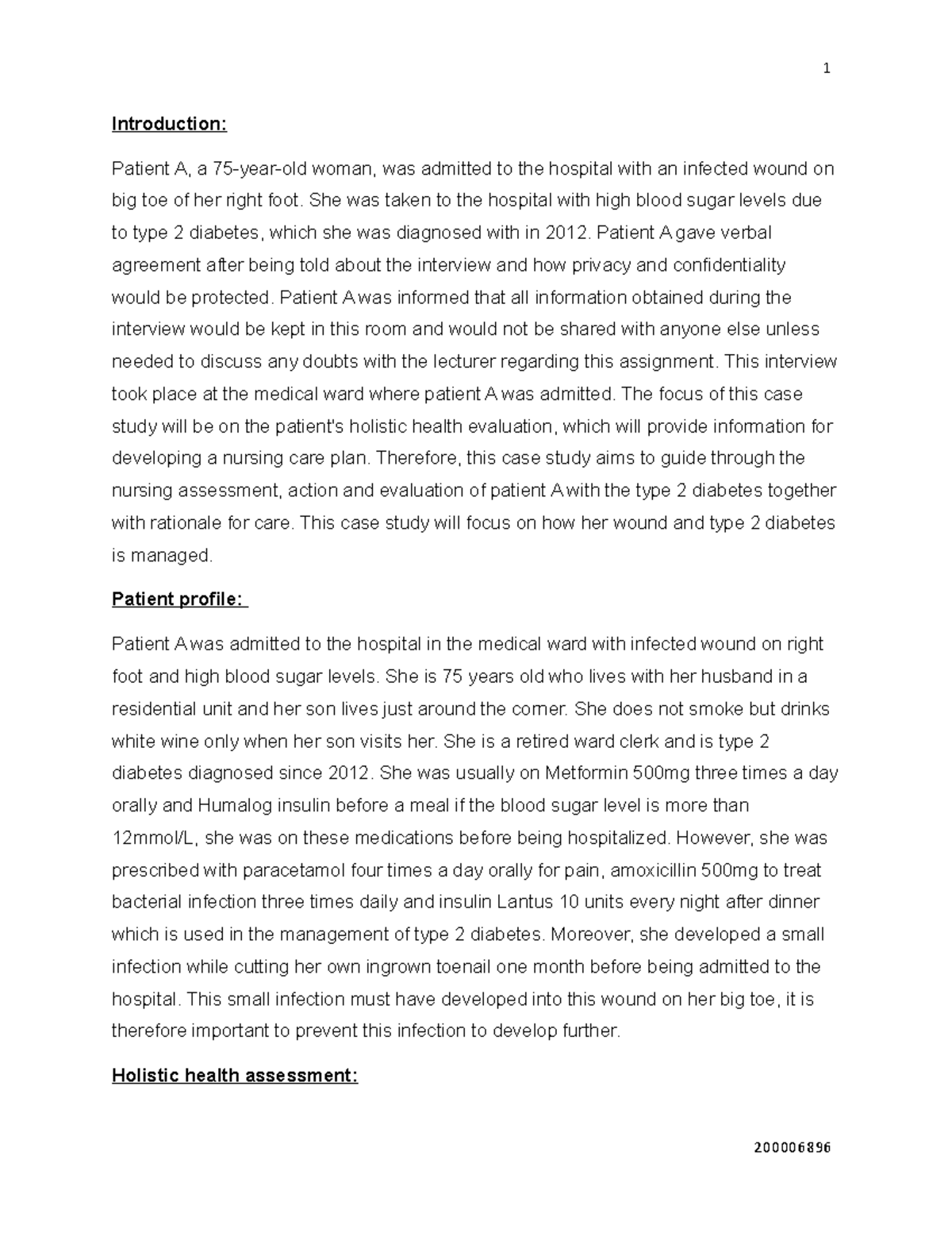 CASE Study Final - essay for meds - Introduction: Patient A, a 75-year ...