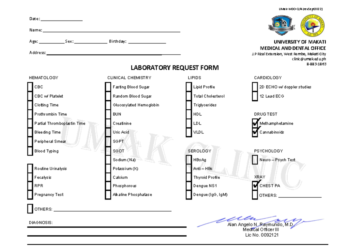 Referral SLIP - none - HEMATOLOGY CLINICAL CHEMISTRY LIPIDS CARDIOLOGY ...