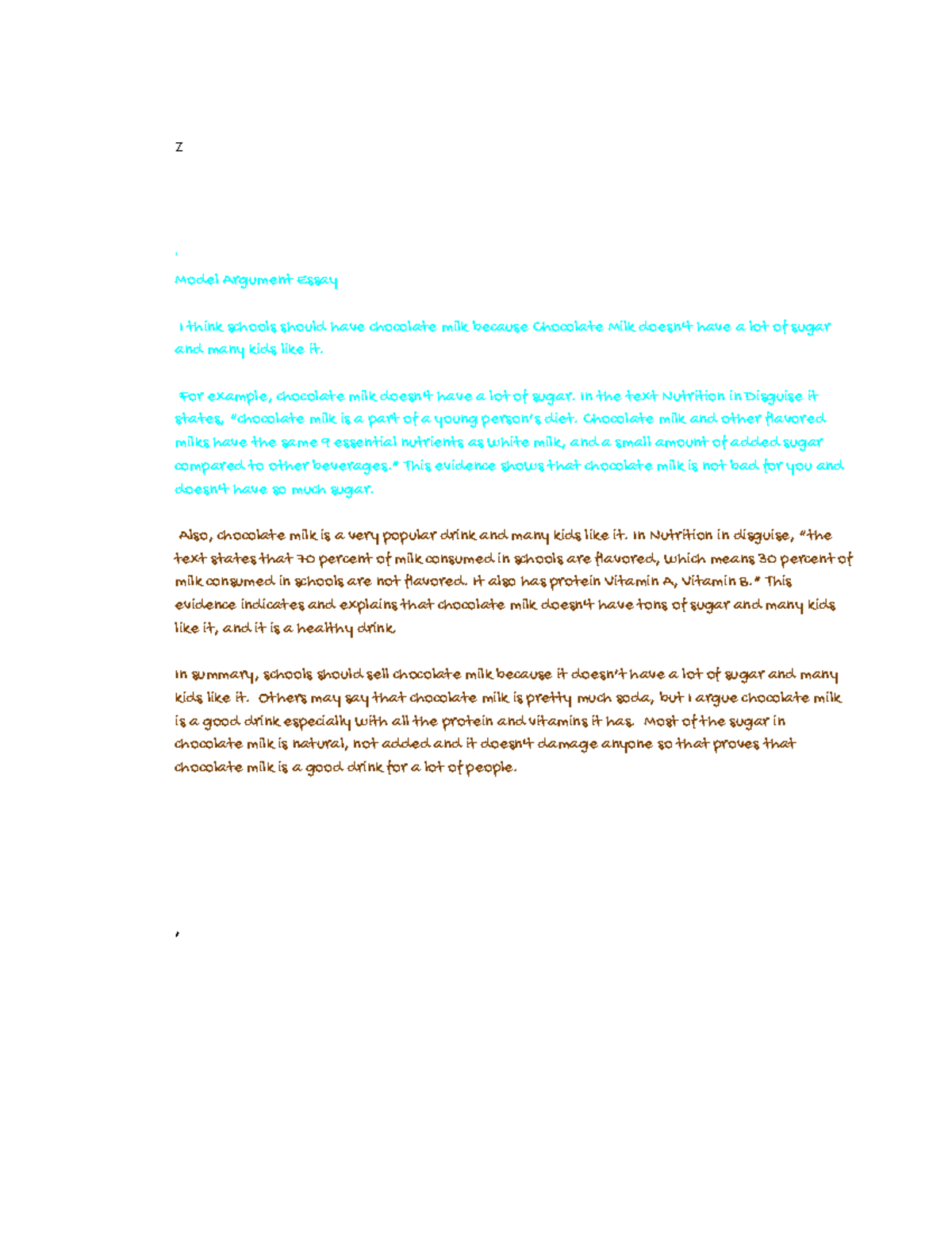 J.C'S VN Ye1ah baby Z Model Argument Essay I think schools should