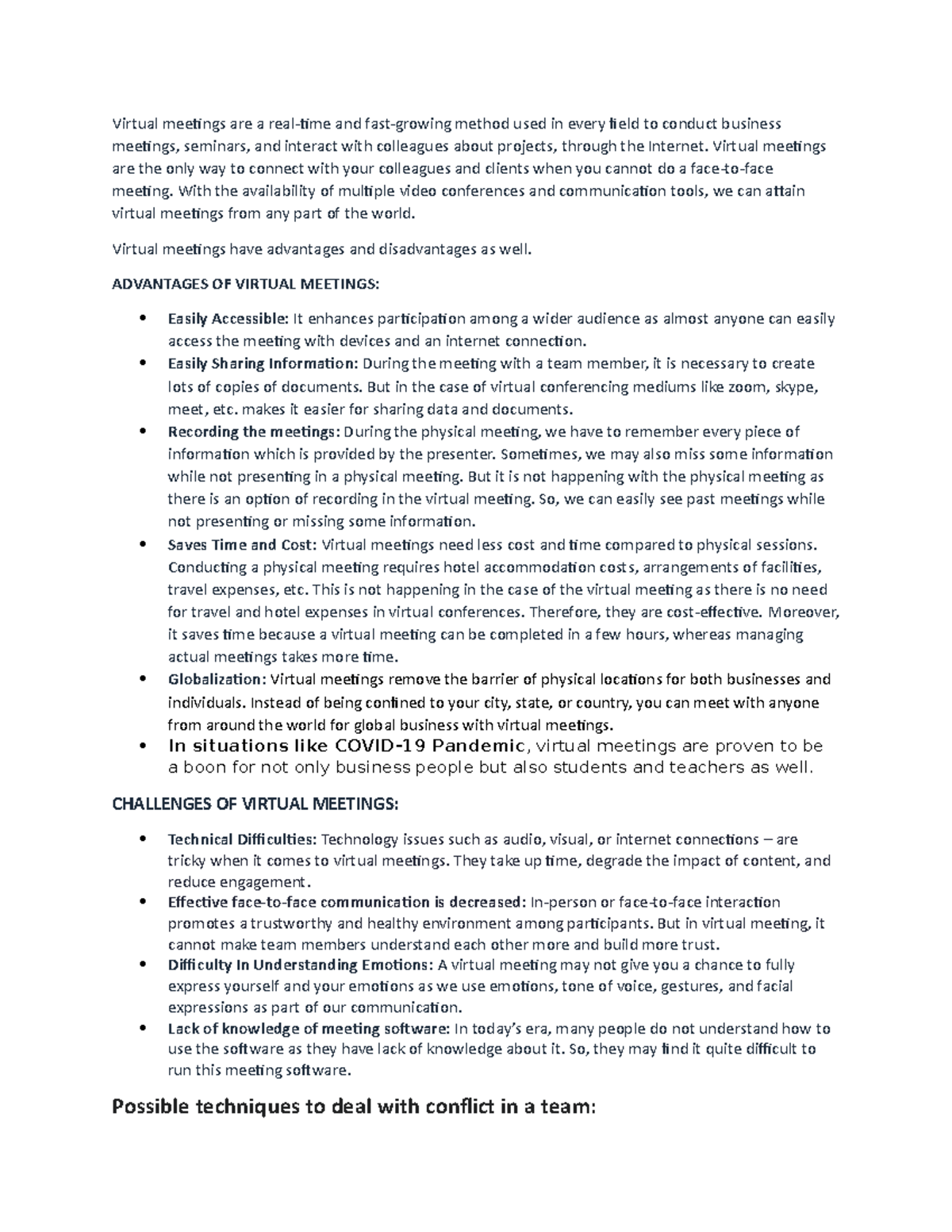 discussion post2 - Virtual meetings are a real-time and fast-growing ...