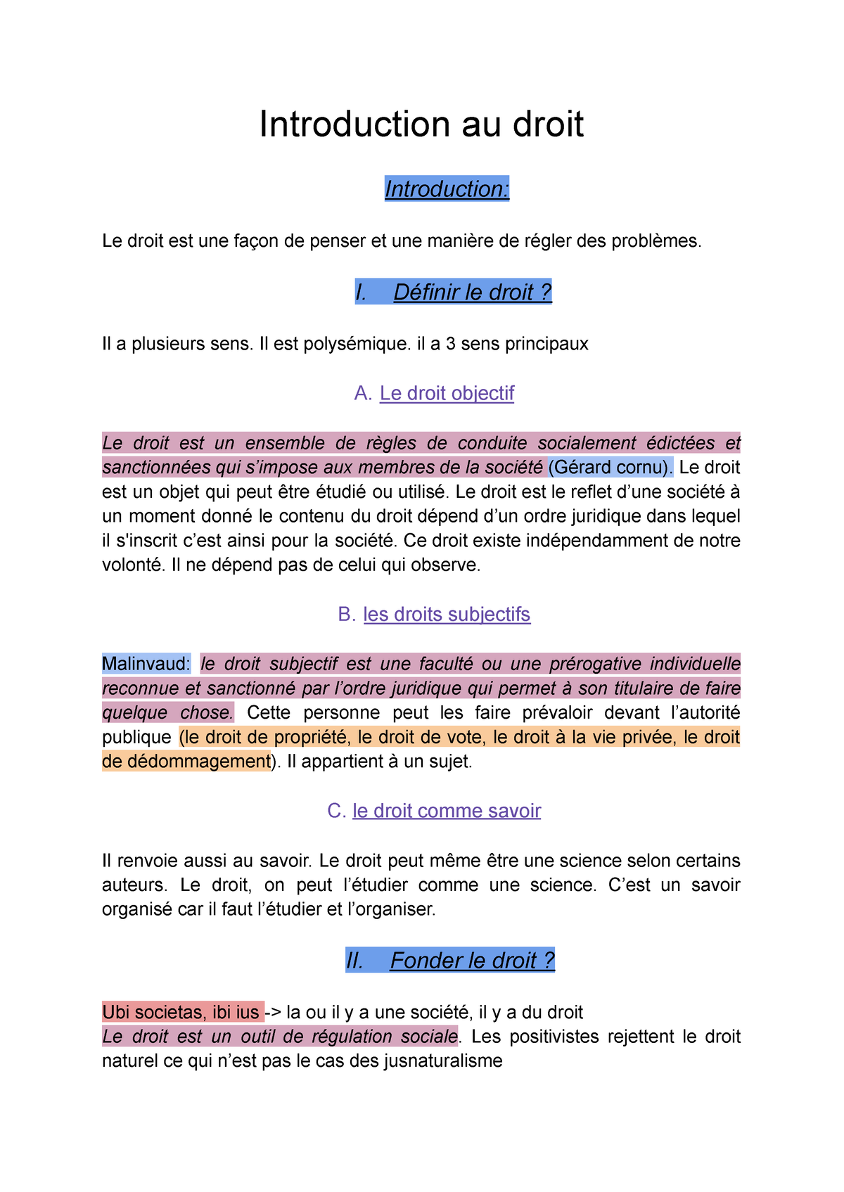 Introduction Au Droit - Introduction Au Droit Introduction: Le Droit ...