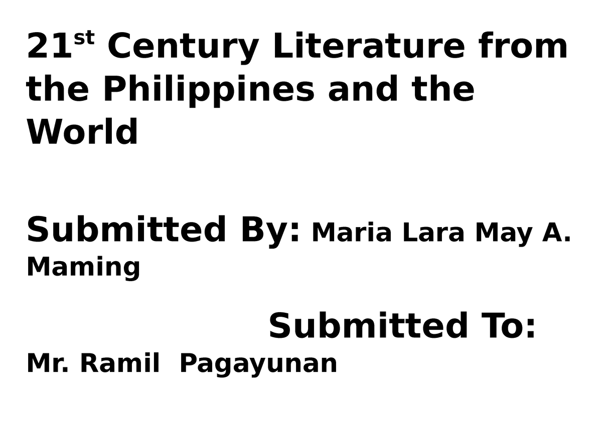 21st Century Literature from the Philippines and the World - 21 st ...