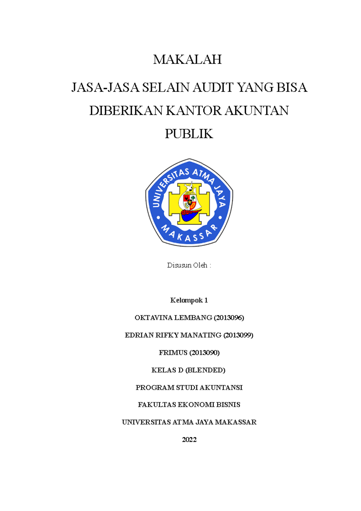 Makalah K.1 BAB 27 Pengauditan II - MAKALAH JASA-JASA SELAIN AUDIT YANG ...