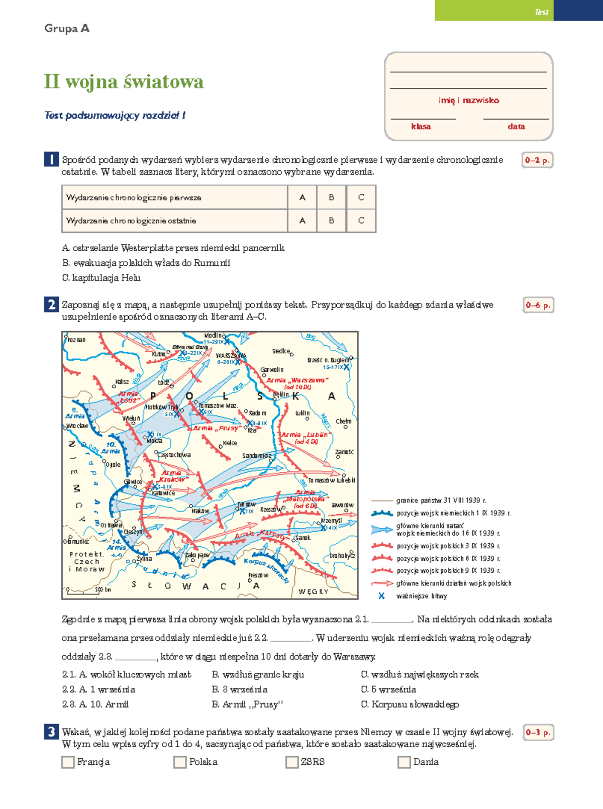 Test 1 A Ii Wojna Swiatowa - Test II Wojna światowa Test Podsumowujący ...