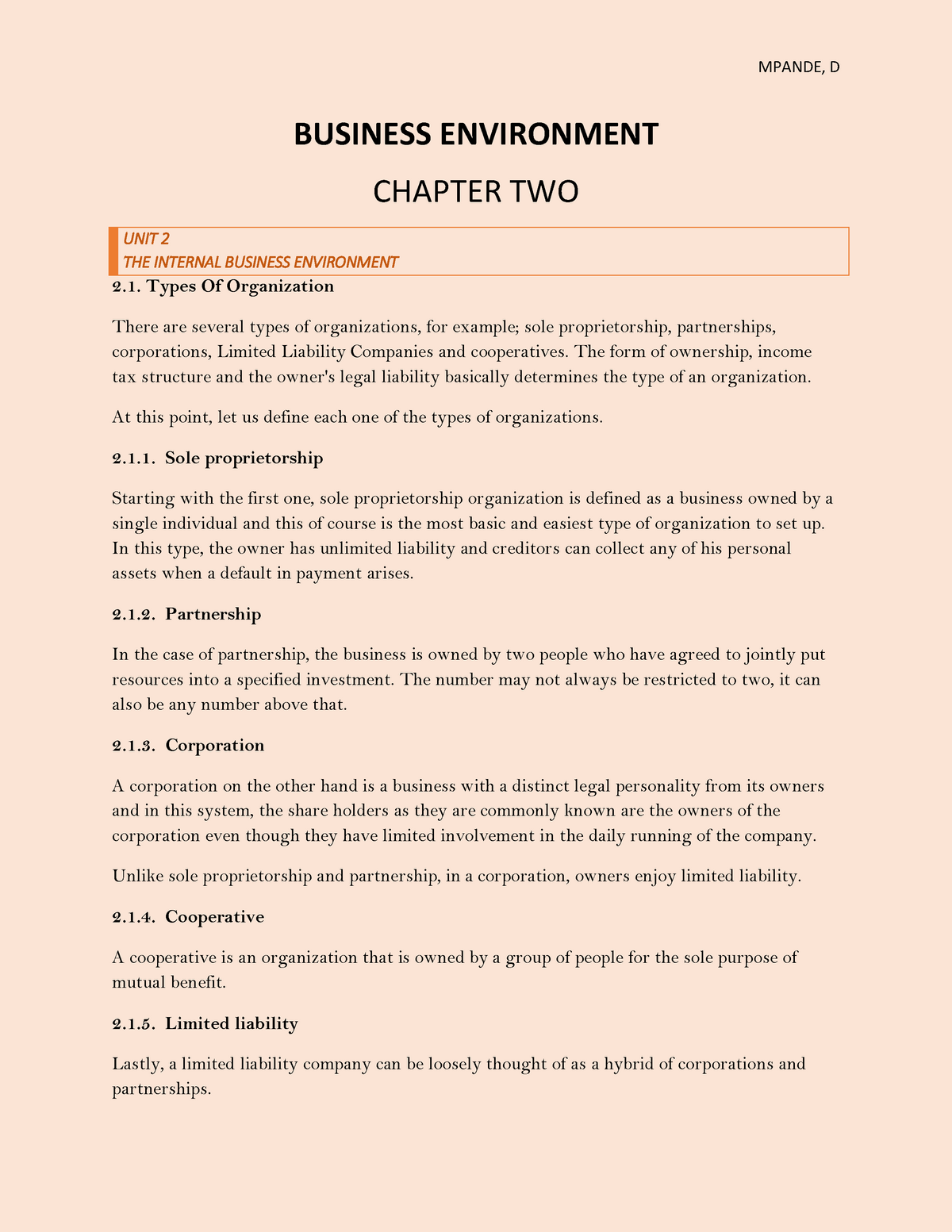 case study of chapter business environment