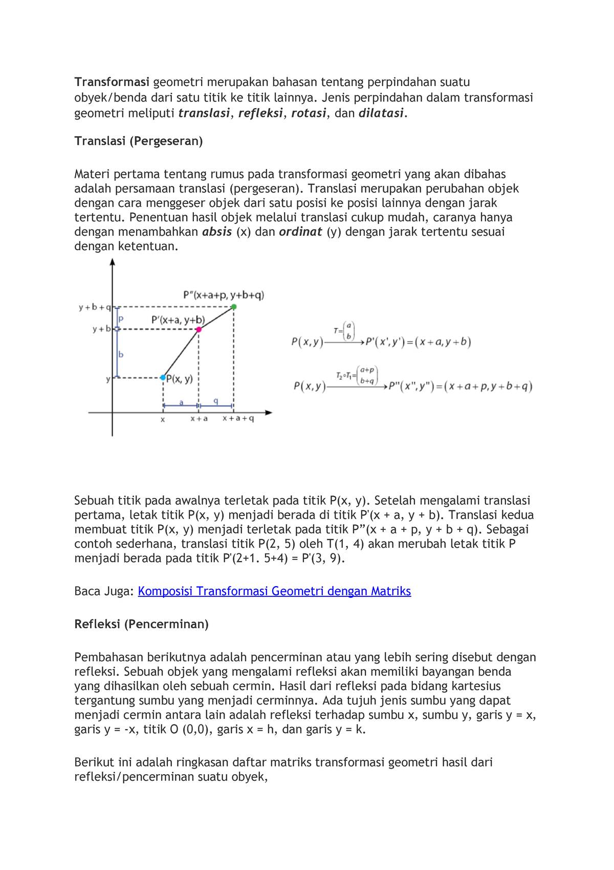 Materi Modul 11 Transformasi - Transformasi Geometri Merupakan Bahasan ...