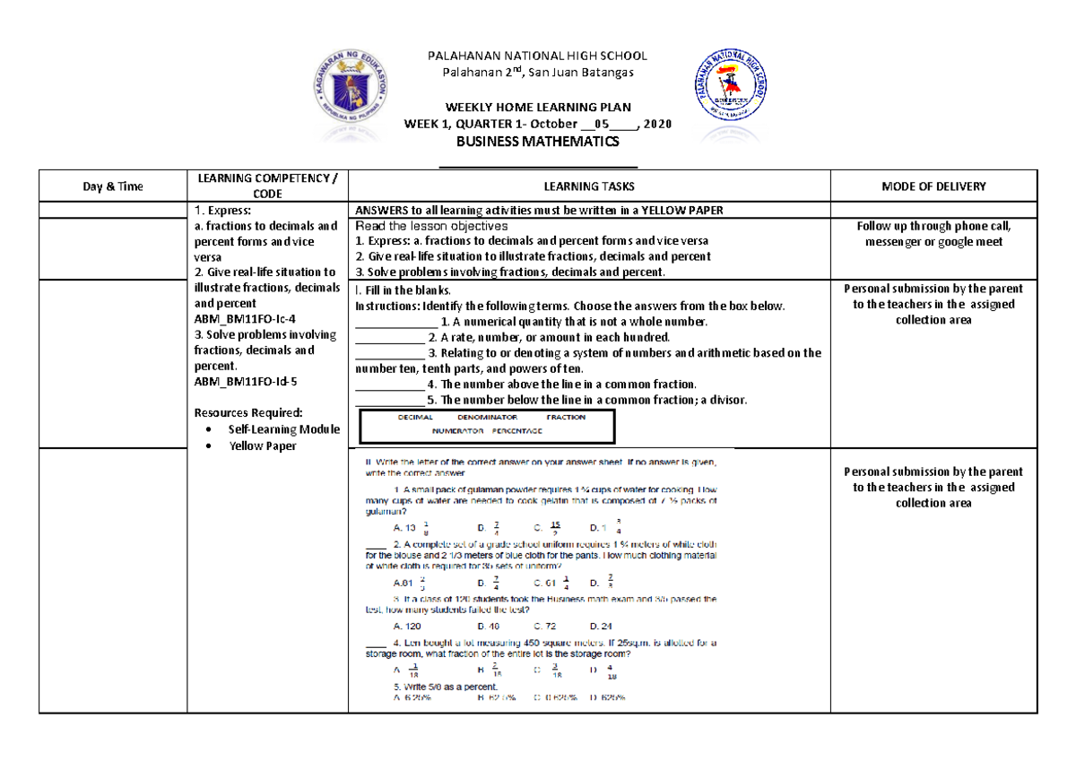 Weekly-1-WHLP Business MATH - PALAHANAN NATIONAL HIGH SCHOOL Palahanan ...