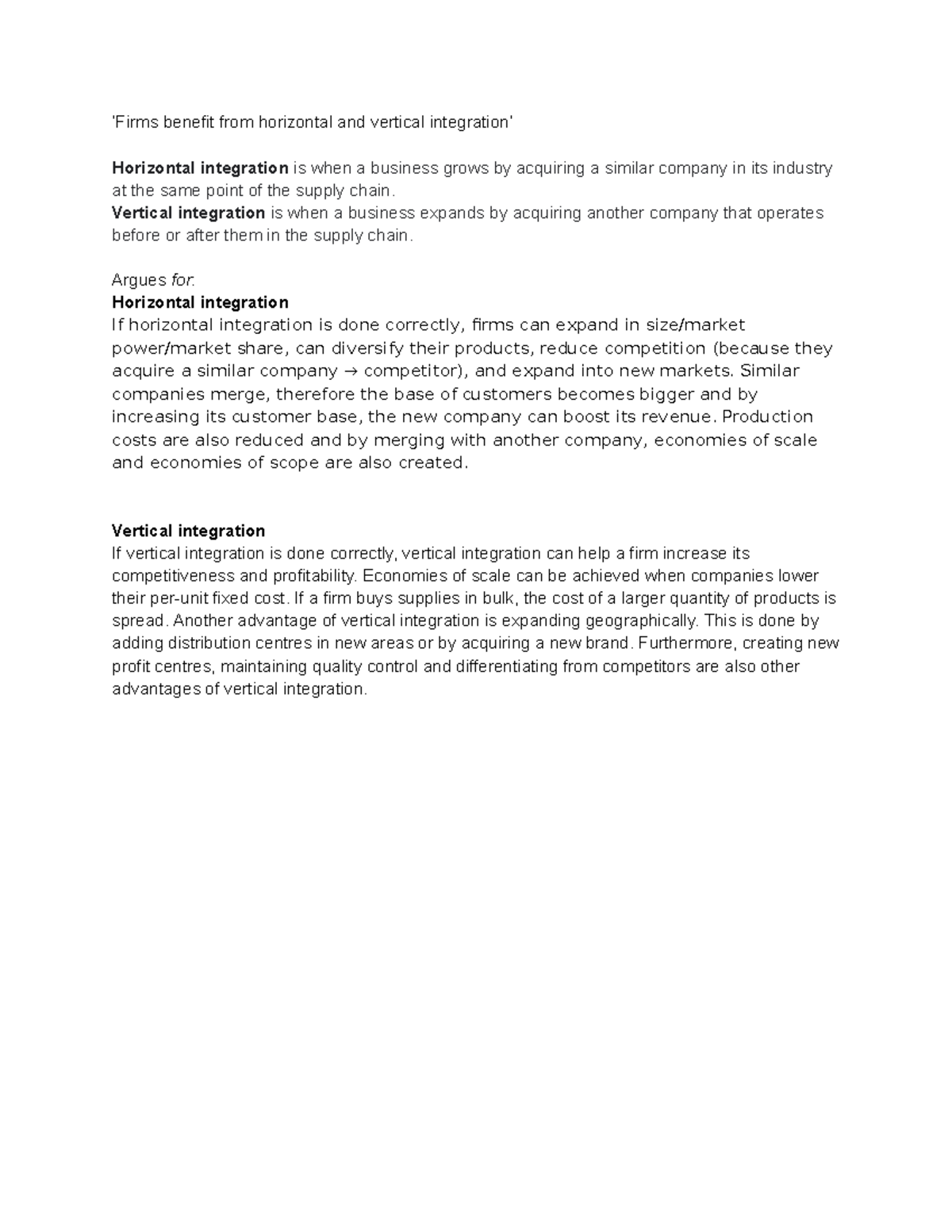 GBH debate points ‘Firms benefit from horizontal and vertical