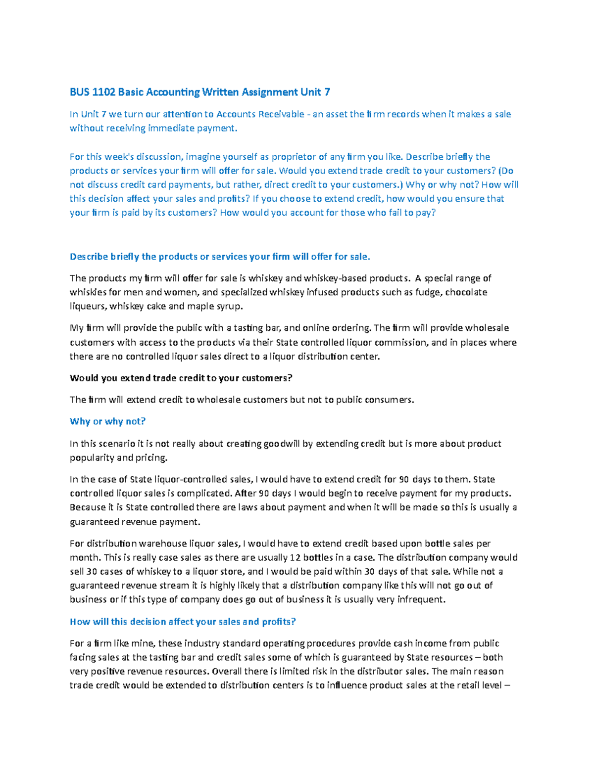 BUS 1102 - AY2019-T3 Basic Accounting - Discussuon 7 - BUS 1102 Basic ...